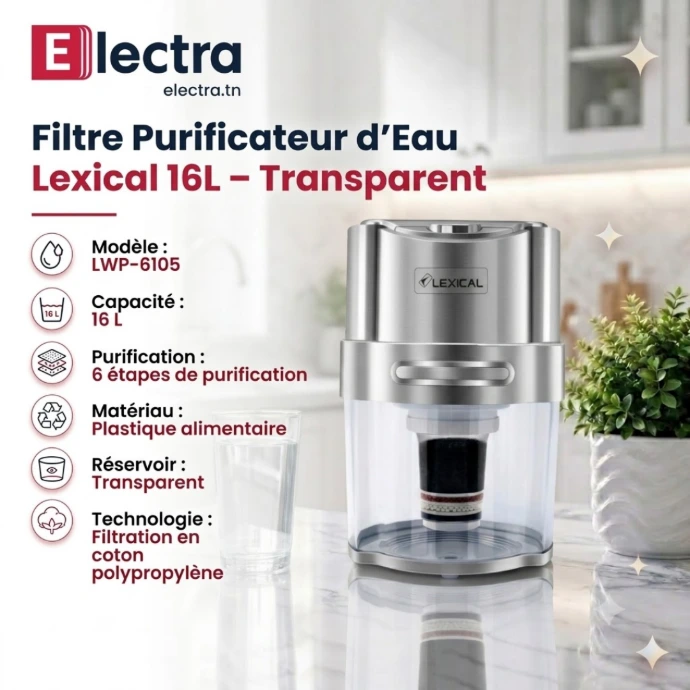 Filtre Purificateur d’Eau Lexical - 16 L- Argent