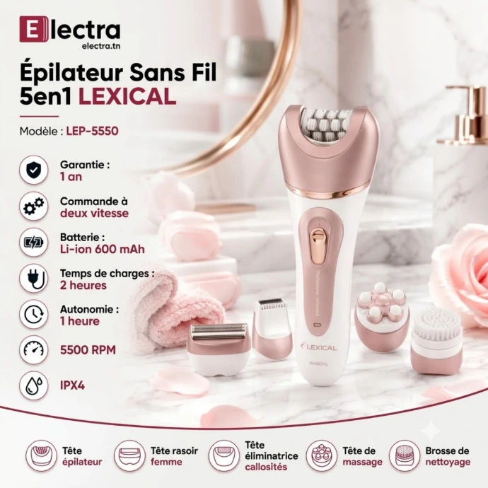 Épilateur Sans Fil 5en1 Lexical LEP-5550- 3W