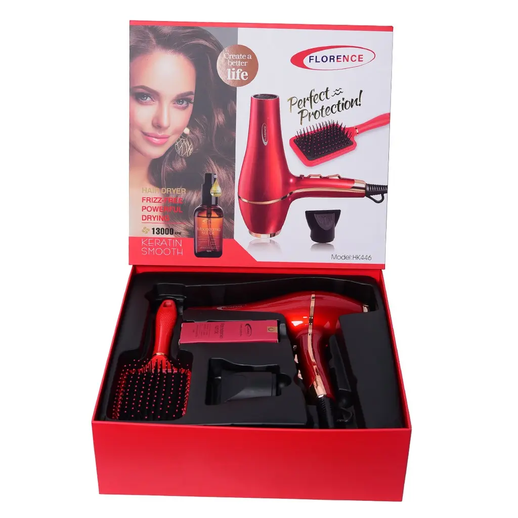 Coffret Séche Cheveux + Brosse Florence 13000 RPM 2200W Rouge .webp