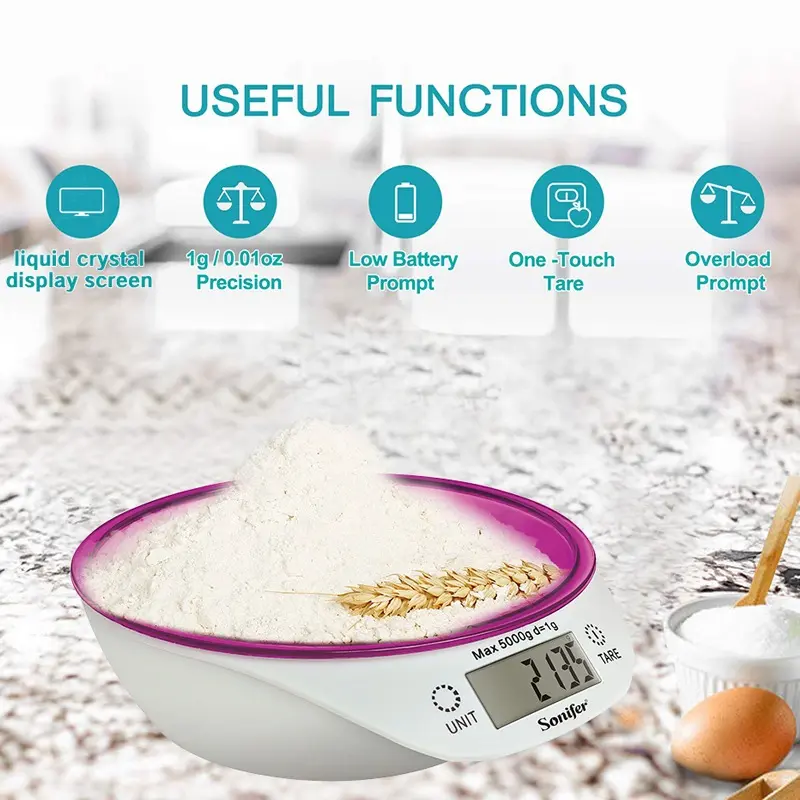 Balance de Cuisine Electronique Sonifer avec Bol Violet (2).webp