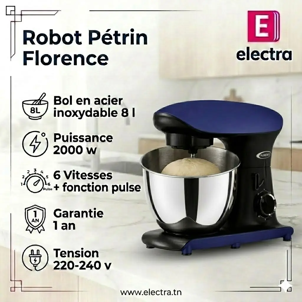 Robot Pétrin Florence  8L - 2000W - Bleu-electra.webp3.webp