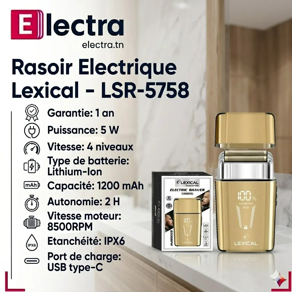 Rasoir Electrique Lexical - 5W - Doré.webp