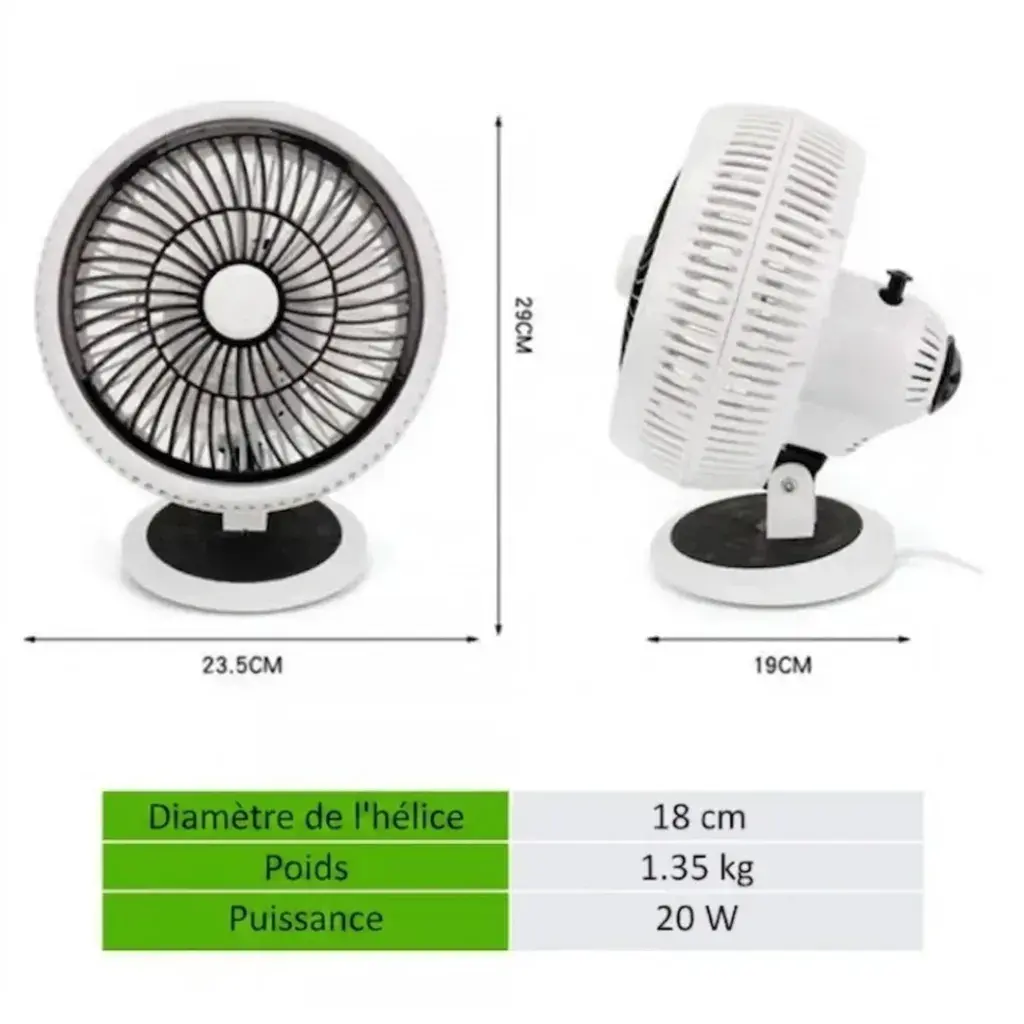 Ventilateur de Table SL-206A 25W- Blanc.webp