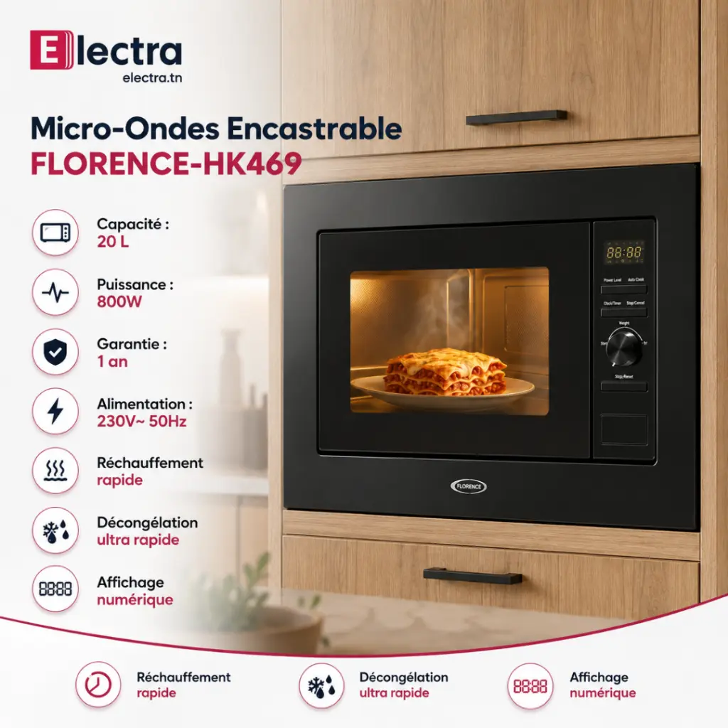 Micro-Ondes Encastrable Florence 800W 20L-HK469- Noir (4).webp