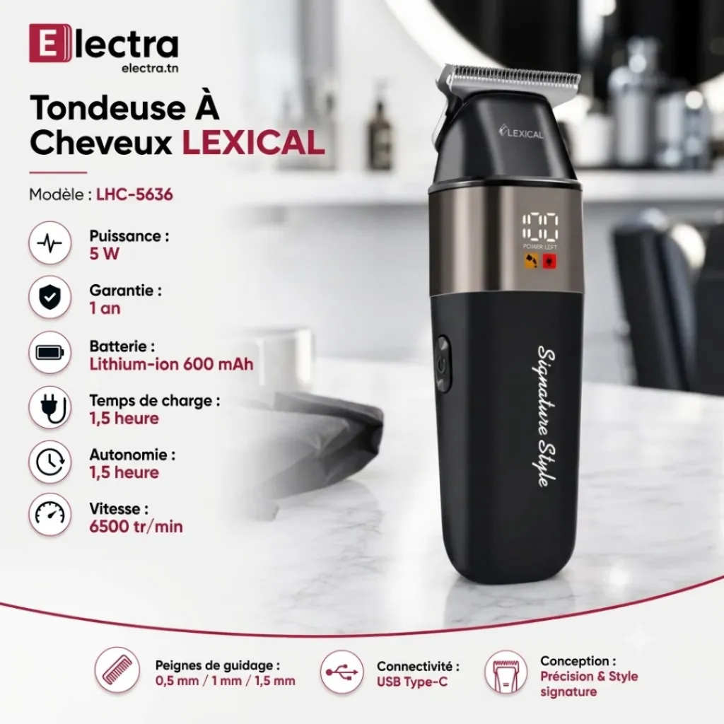 Tondeuse A Cheveux Rechargeable Lexical LHC-5636-5W.webp