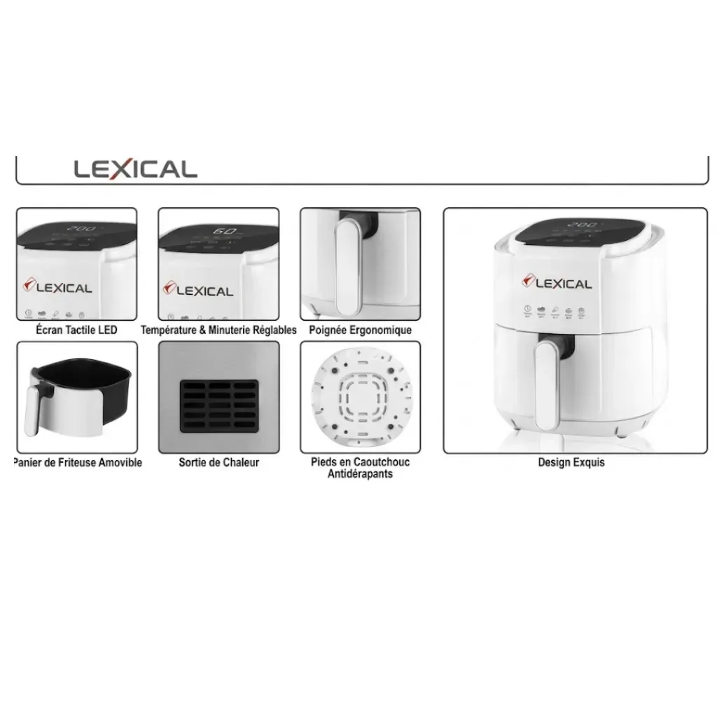 AirFryer Sans Huile 1200W 4L Lexical LAF-3011-1 - Blanc (2).webp