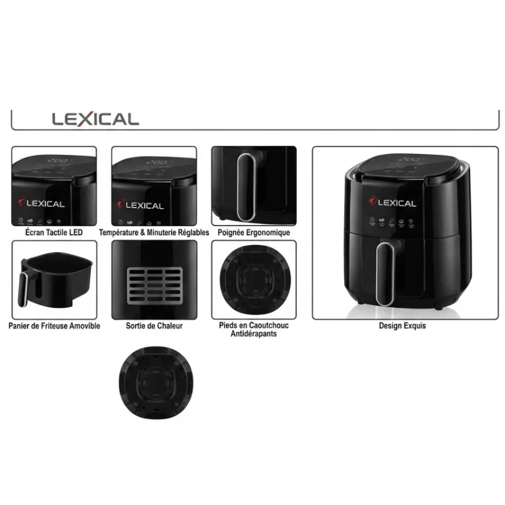 AirFryer Sans Huile 1200W 4L Lexical LAF-3011-1 - Noir (2).webp