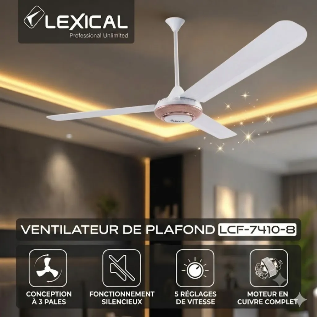 Pack 3 Ventilateurs de Plafond Lexical 56 80W Rose gold 7410-8.webp