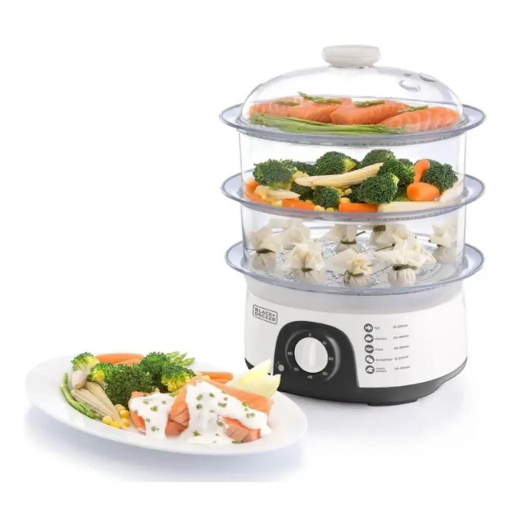 [HS6000-B5] Black & Decker Cuiseur vapeur 775W 10L – Blanc