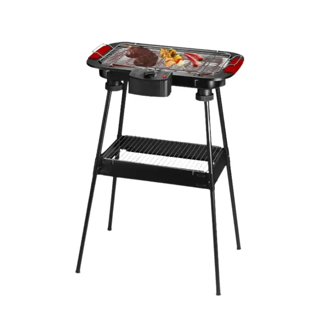 Barbecue Techwood Sur Pied 2000W, Grille Inox Réglable & Bac Récupérateur de Graisse – TBQ-825P