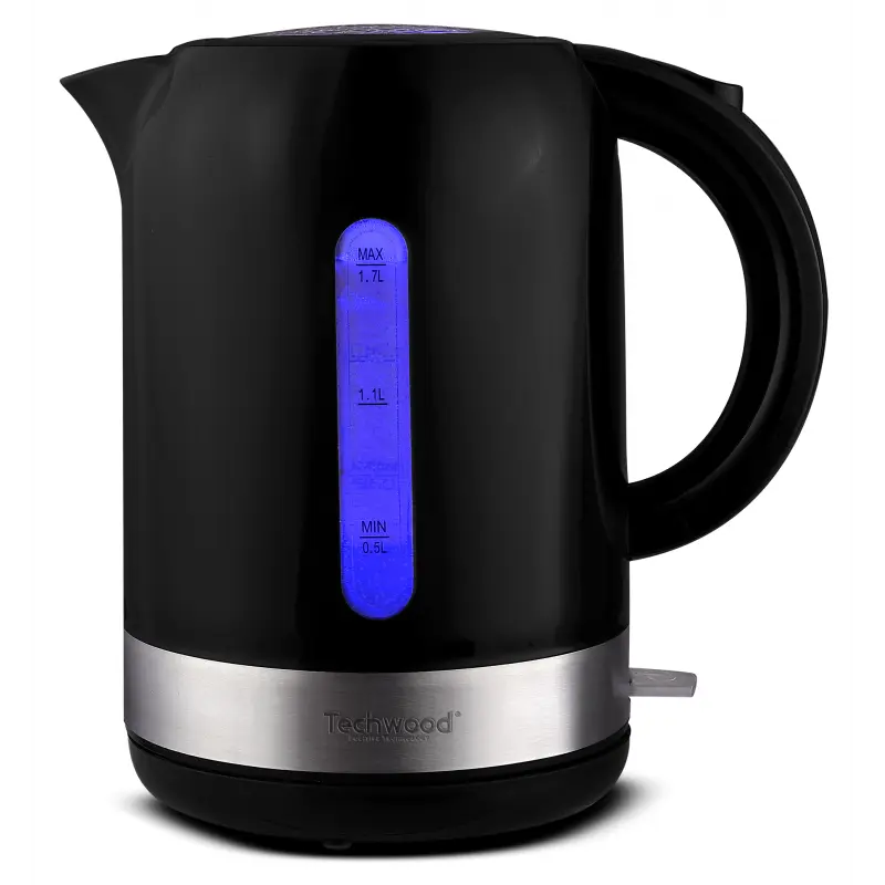 Bouilloire Techwood Noir 1,7L Sans Fil, Socle 360°, Inox, Arrêt Automatique & Protection Thermique – TB-1776