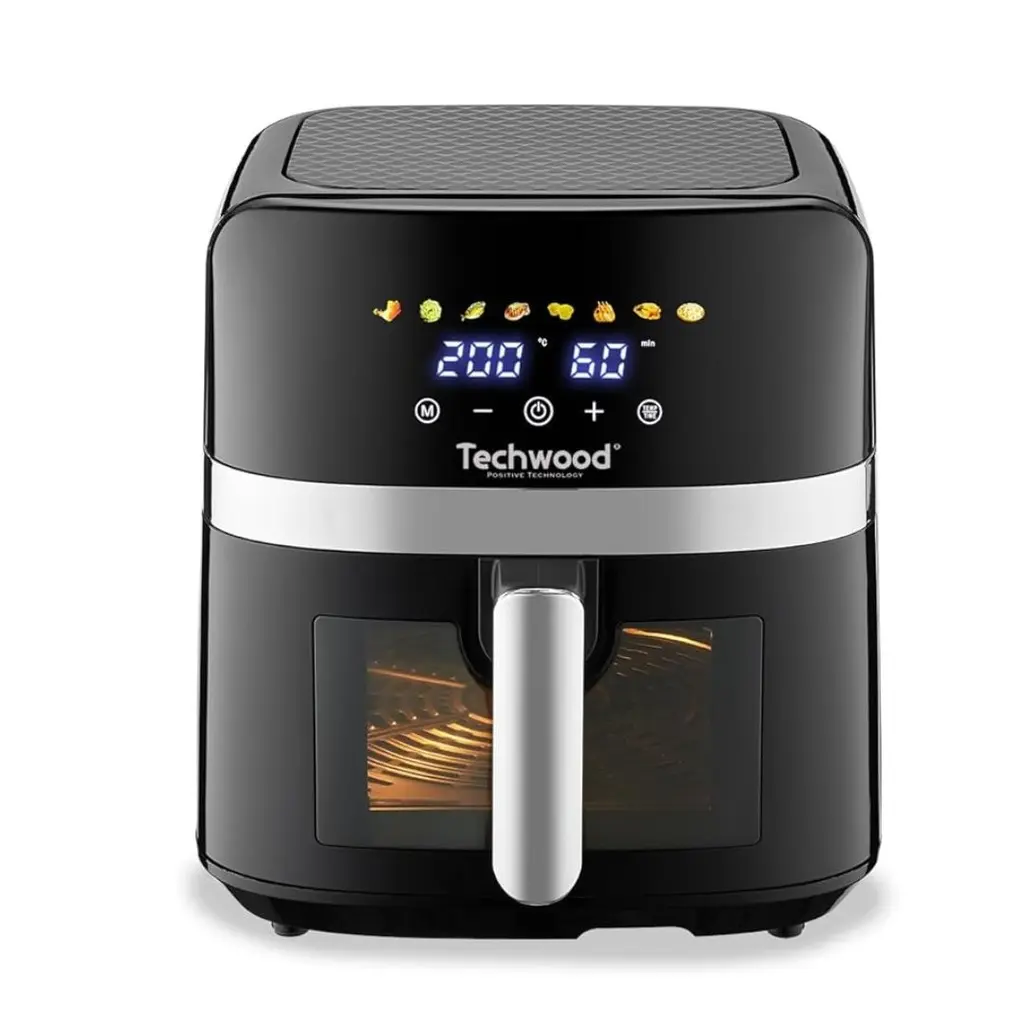[TWFR60190] Friteuse Digitale Sans Huile Techwood 8L Porte Vitrée, 8 Programmes & Minuterie 60min – TFR-806SHD