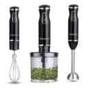 Mixeur Plongeant Techwood Inox Noir 3en1 Pieds Inox, Bol Hachoir 500ml & 2 Vitesses – TMS-9666