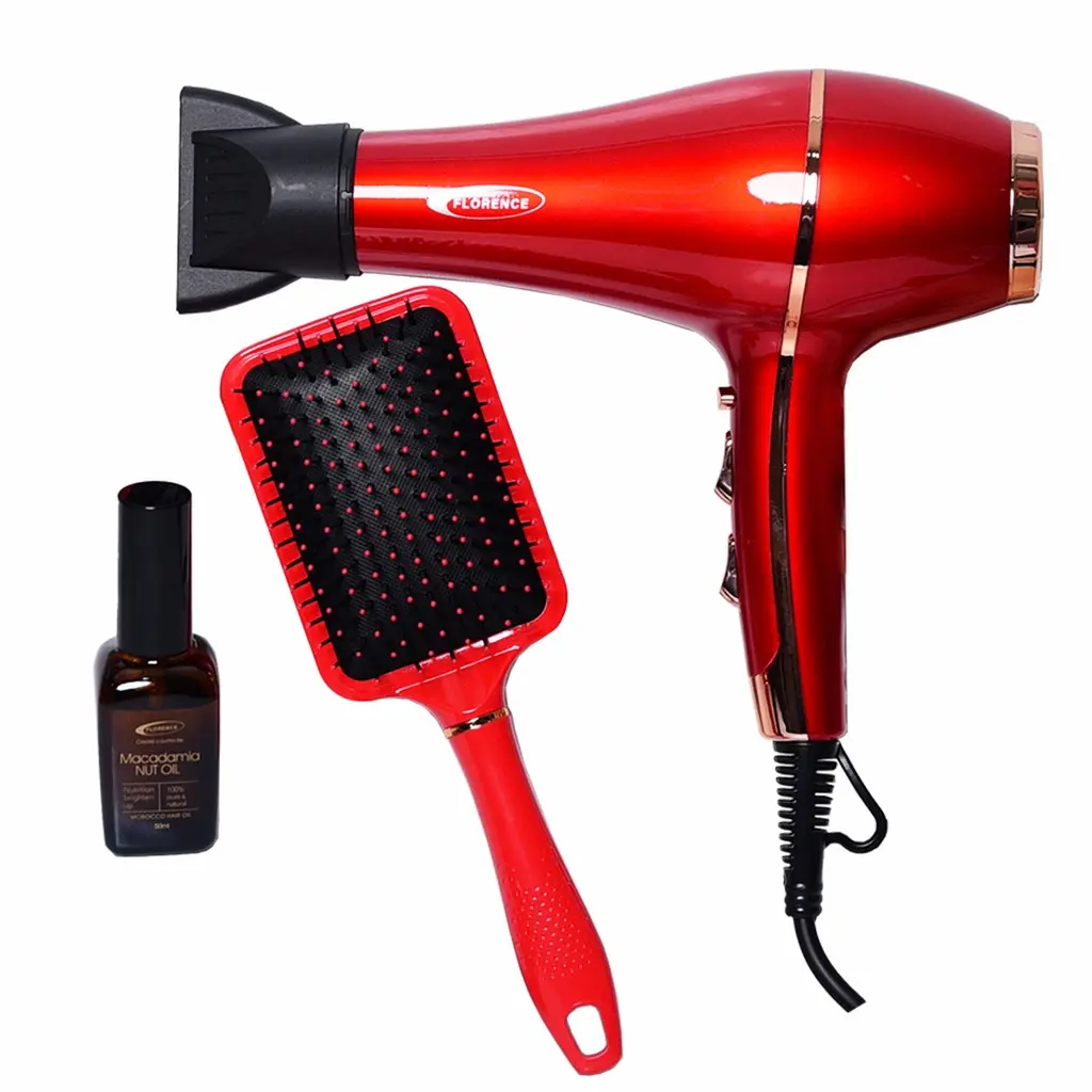 Coffret Séche Cheveux + Brosse Florence 13000 RPM 2200W Rouge