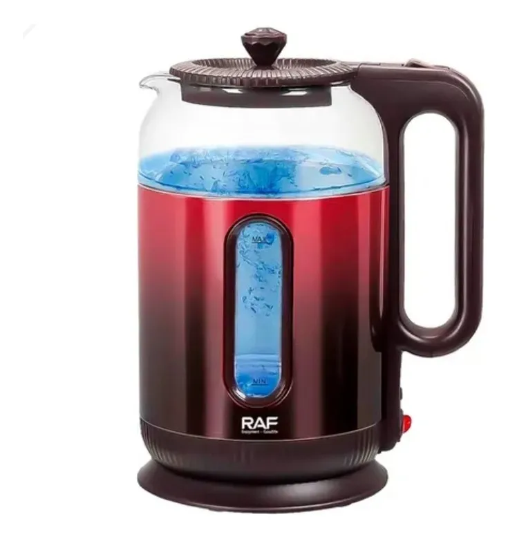 [R-7203R] Bouilloire Electrique En Verre RAF 2L -1500 W Rouge