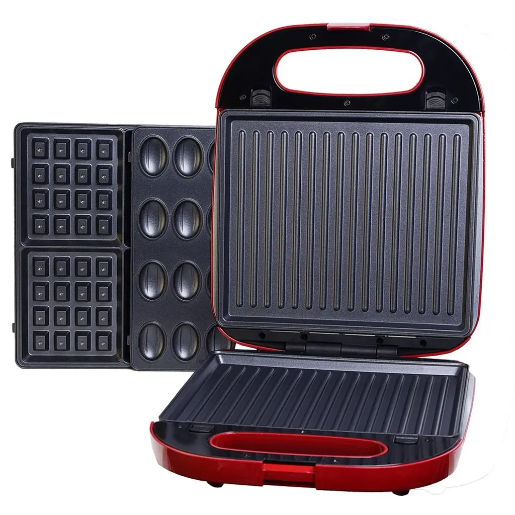 Appareil De Cuisson 3en1 Florence Panini Gaufre Zouza 1400W- Rouge
