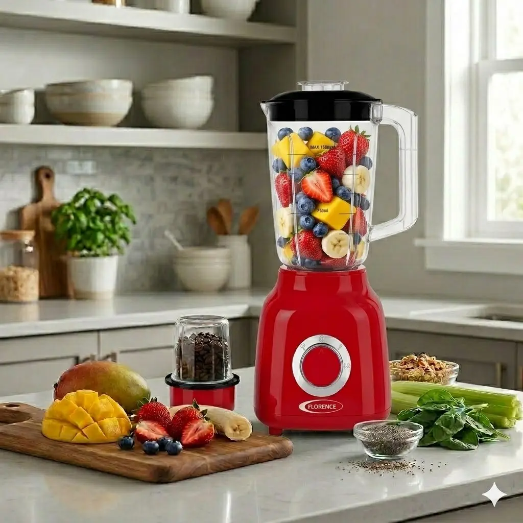 Blender & Moulin A Epices -Florence 1,5L - 1000W- Rouge