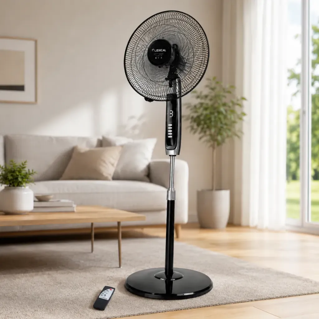 Ventilateur sur Pied Lexical 16" Avec Télécommande 60W Argent