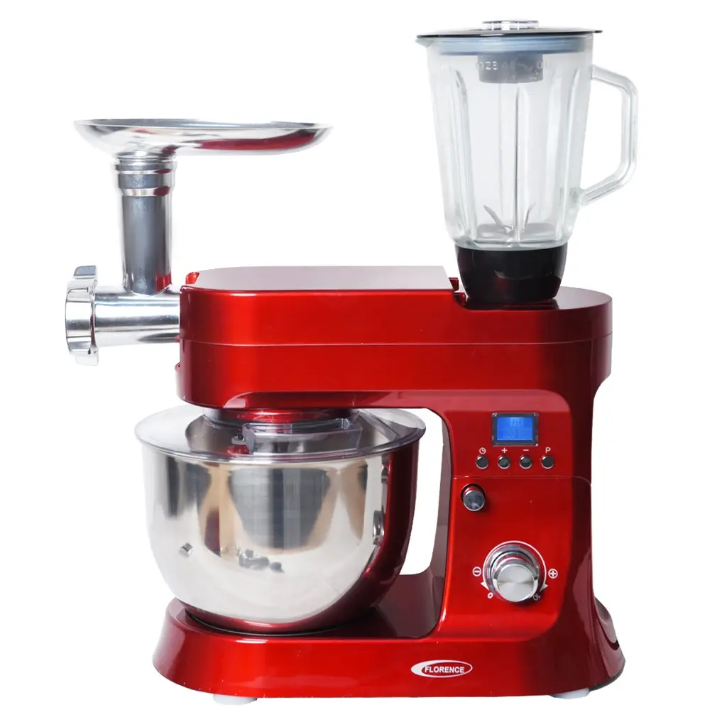 [KM1395RED] Robot Pétrin Multifonction Avec Afficheur Florence 6.5L 1200W - Rouge